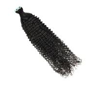 FUIBEJAE Extensiones de cabello con cinta, 50G 20 piezas Negro Ondulado Agua Cabello humano real Remy Rizado, extensiones con cinta invisibles con puntas gruesas para mujeres,Kinky curly,20inch