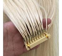 FUIBEJAE Extensiones de cabello humano 6D 1ª generación Máquina de cabello real Remy 6D Conexión rápida de ranura sin pista al cabello de la cabeza para mujeres, 10 filas,Blonde,B28inches