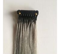 FUIBEJAE Extensiones de cabello humano 6D de 1ª generación Paquetes de extensiones Remy reales invisibles sin costuras 6D Extensión de peluca de color para mujeres, 10 filas,Gris,24inch(60cm)