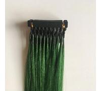 FUIBEJAE Extensiones de cabello humano 6D de 1ª generación Paquetes de extensiones Remy reales invisibles sin costuras 6D Extensión de peluca de color para mujeres, 10 filas,Verde,24inch(60cm)