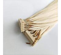 FUIBEJAE Extensiones de cabello humano de generación 6D Sencond Extensiones de cabello remy reales vírgenes invisibles 6D adecuadas para bodas,10 filas (5 racimos por fila),Oro,20"(50 cm)