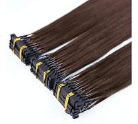 FUIBEJAE Extensiones de cabello humano real 6D, 20 minutos Máquina 6D rápida sin rastro Conexión de plumas Cabello virgen humano 10 filas 6D Extensiones de 1ª generación,Marrón,B20inches