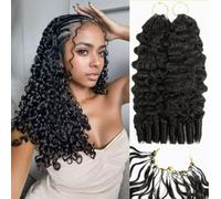 FUIBEJAE Extensiones de cabello humano trenzado tipo crochet rizado birmano, sin nudos, pre-separadas, virgen para trenzas tipo crochet, trenzas invisibles, paquetes de cabello para mujeres