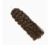 FUIBEJAE Extensiones de cabello humano trenzado tipo crochet, rizado, pixie marrón con plumas, sin nudos, pre-separadas, para trenzas invisibles, de cabello virgen para mujeres negras,#4,14inch
