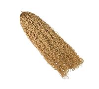 FUIBEJAE Extensiones de cabello humano trenzado tipo crochet, rizado, pixie marrón con plumas, sin nudos, pre-separadas, para trenzas invisibles, de cabello virgen para mujeres negras,#27,22inch