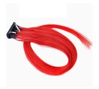 FUIBEJAE Extensiones de pelo 6D de 2ª generación para mujeres, pelo virgen Máquina 6D Conexión rápida sin pista de ranura a la cabeza Pelo Remy Extensión de pelo humano, 10 filas,Rojo,22inch