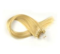 FUIBEJAE Micro Link Extensiones de Cabello Humano Línea de Pescado Micro Bead Extensión de Cabello Real Rubia Recta Micro Loop Anillo Extensiones de Cabello para Mujeres, 100G 100 hebras,24inch