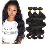 FUIBEJAE Paquetes de Cabello Humano Ondulado Cuerpo 3 Paquetes de Cabello Humano 100% Virgen Brasileña Sin Procesar Extensión de Cabello Rápida para Mujeres Negras, Negro Natural,20inch