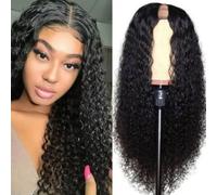 FUIBEJAE Pelucas de cabello humano en forma de U para mujeres negras, cabello virgen brasileño rizado kinky, peluca de cabello humano real, pelucas en forma de U sin coser, sin pegamento,150%,10inch