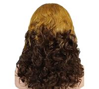 FUIBEJAE Pelucas Frontales de Encaje Transparente 13X4 HD Cortas y Rizadas para Mujeres Negras, Sin Pegamento, Pre-Despuntadas con Cabello de Bebé para Uso Diario,#t4/30,14inch