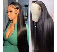 FUIBEJAE Pelucas frontales de encaje transparente HD Natural Color 13X4, densidad 150%, pelucas frontales de encaje liso para mujeres negras, sin pegamento, pre-desplumadas,14inch