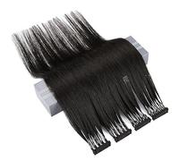 FUIBEJAE Pieza De Cabello De Segunda Generación 6D Máquina 6D Extensiones De Cabello Natural Rápidas Y Sin Costuras Que Pueden Hacerse Permanente Y Teñir El Cabello Sin Enredos, 10 Filas,Negro,24inch