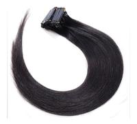 FUIBEJAE Pieza de cabello de segunda generación 6D para mujeres y niñas, extensiones de cabello natural real, se pueden rizar y teñir sin enredos, cinco mechones en fila, 10 filas,Negro,22”(55 cm)