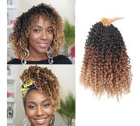 FUIBEJAE Trenzas de ganchillo con torsión de pasión para locs falsos de mariposa, 7 paquetes de cabello corto en espuma, trenzado de extensiones para mujeres, 24 hebras/paquete.,1b/30/27,12inch