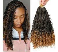 FUIBEJAE Trenzas de ganchillo Passion Twist para locs falsos de mariposa, 7 paquetes de pelo trenzado de ola de agua larga, extensiones de cabello bohemias, 13 hebras/paquete,1b/27,14inch