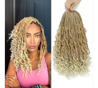 FUIBEJAE Trenzas de ganchillo Passion Twist para locs falsos de mariposa, 7 paquetes de pelo trenzado de ola de agua larga, extensiones de cabello bohemias, 13 hebras/paquete,#27/613,8inch