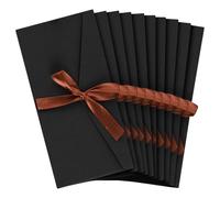 FUIPVGI 10 Piezas Sobres Retro Sobre Para Regalar Sobre Regalo Sobre con Lazo Vintage con Cintas Invitaciones Hechas a Mano para Tarjeta de Boda Cumpleaños Felicitacion Visita Fiesta (Negro)