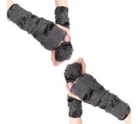 FUIPVGI 2 Pares Guantes de Halloween,Guantes Andrajosos de Mendigos,Guantes de encaje de Telaraña Guantes Punk Negros,Accesorios de Disfraces de Cosplay para Cosplay de Halloween(Negros)