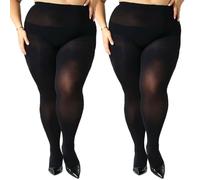 FUIPVGI 2 Piezas 4XL Medias 70 DEN, Pantimedias Semi-Opacas, Grande Medias para Mujer Plus Tallas Cintura Alta, Plus tallas Leggings para Mujer, Medias Opacas, Medias de Vientre Plano (Negro)