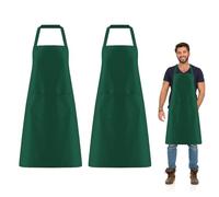 FUIPVGI 2 Piezas Chef Delantal, Delantal de Cocina Impermeable con 2 Bolsillos, Delantal de Barbacoa con Correas Largas para Cocinar Barbacoa Hornear Restaurante Jardinería (Verde) (Verde)