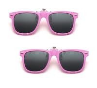 FUIPVGI 2 Piezas Clip Gafas de Sol Niños Polarizadas Polarizado Clip en Gafas de Sol Flip up Gafas de Sol Polarizadas UV400 Clip para Gafas para Sol Flip Up Lentes de Sol para Niños Chica (Rosa)
