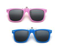FUIPVGI 2 Piezas Clip Gafas de Sol Niños Polarizadas Polarizado Clip en Gafas de Sol Flip up Gafas de Sol Polarizadas UV400 Clip para Gafas para Flip Up Lentes de Sol para Niños Chica (Rosa, Azul)