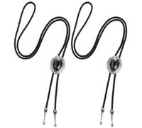 FUIPVGI 2 Piezas Corbata de Bolo, Corbatas Bolo de Cuero para Hombres, Western Cowboy Accesorios Hombre, para Rodeo y Eventos Temáticos del Oeste, Accesorio Vintage Elegante y Versátil (Negro)