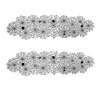 FUIPVGI 2 Piezas de Camino de Mesa de Halloween,Mantel de Halloween,45 x 183 cm Mantel con Telaraña de Araña Decoraciones para Fiestas para una Aterradora Fiesta Artículos para Cenas y Fiestas(Negro)