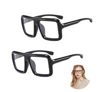 FUIPVGI 2 Piezas Gafas de Juguete Fancy Dress Glasses, Montura Cuadrada Gruesa Lentes Transparentes Gafas de Detective para Carnaval Disfraces Fiesta Temática Disfraces Accesorios Cosplay (Negro)