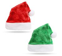 FUIPVGI 2 Piezas Gorro de Papá Noel Rojo y Verde,Disfraz papa Noel Gorros de Papá Noel de Lujo,gorro de Papá Noel de Felpa,para Decoraciones Navideñas y Artículos para Fiestas de Año Nuevo(2 Piezas)