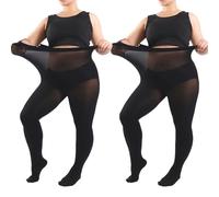 FUIPVGI 2 Piezas Medias 70 DEN, XXL Pantimedias Semi-Opacas, Grande Medias para Mujer Plus Tallas Cintura Alta, Plus tallas Leggings para Mujer, Medias Opacas, Medias de Vientre Plano (Negro)