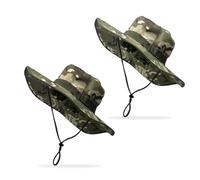 FUIPVGI 2 Piezas Sombrero Hombre Verano, Sombrero de Pescador Plegable, Tactical Boonie Hat, Militar Camuflaje Pescador, Sombrero de Sol de Verano, para Caza Senderismo montañismo y Camping (Verde)
