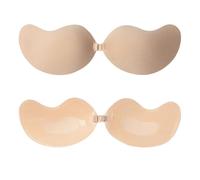 FUIPVGI 2 Piezas Sujetador Invisible Adhesivos,Sujetador Adhesivo Push Up,Cazuelas Adhesivas para Mujer Reutilizable sin Tirantes Espalda(FR/ES, Tamaño de Copa & Medida de Contorno, B, Beige)