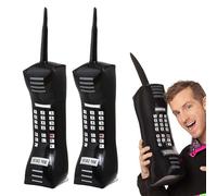 FUIPVGI 2 Piezas Teléfono Inflable Móvil Retro Inflable, Accesorios Años 80 Años 90, Teléfono Celular Inflable, Accesorios Inflables para Fiestas de Rock, Carnavales Musicales y Decoraciones (Negro)