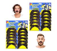 FUIPVGI 24 bigotes falsos para hombre, bigote falso, bigote, bigote falso, disfraz realista y reutilizable, ideal para Halloween, cosplay, fiestas (02-bazihuzi)