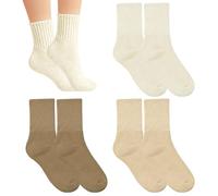 FUIPVGI 3 Pares Calcetines Termicos Mujer Invierno, Sin Costuras Lana Algodón Grueso Calcetines Térmicos de Lana Cálidos para Deportes Aire Libre 35-42 (Caqui)