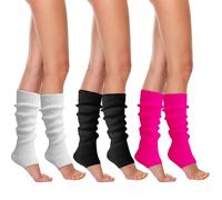 FUIPVGI 3 Pares Calentadores Piernas Mujer, Calentadores Largos de Ballet de Punto para Mujer y Niña, Calentadores de Invierno para Yoga Ballet Danza (3 colores)