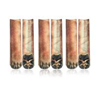 FUIPVGI 3 Pares de Calcetines con Patas de Animales, Regalos Divertidos para Mujeres y Hombres, Calcetines Novedosos con Estampado de Patas de Perro (Marrón)