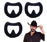 FUIPVGI 3 Piezas Barba de Cabra Falsa, Bigote de Mascarada Autoadhesivo, Cabello Falso en la Cara Accesorio de Disfraz de Mascarada de Gángster para Halloween, Cosplay, Fiestas de Mascarada (Negro)