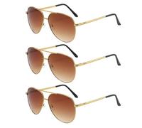 FUIPVGI 3 Piezas Gafas de sol Hombre, Gafas Unisex Adulto Clásico Polarizadas Aviador Piloto Protección, UV400 Protección, Redondas Gafas de Sol Estilo Steampunk Retro Vintage Marco Metálico (cerceta)