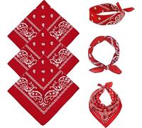 FUIPVGI 3 Piezas Pañuelos Cabeza Mujer Hombre, Bandanas Patrón de Paisley, Pañuelo Pirata con Diseño Único Estampado, Bandana de Moda y Deporte para Cuello Cabeza Muñeca Adultos (Rojo)