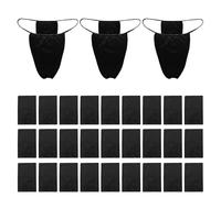 FUIPVGI 30 Piezas Bragas Desechables para Tanga, Tangas Desechables Tang No Tejidas, Braguitas de Bikini Tanga, para Bronceado en Aerosol y SPA (FR/ES, Letras, Talla única, Regular, Regular, Negro)