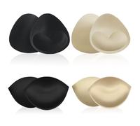 FUIPVGI 4 pares de almohadillas de sostén, insertos de brasier, almohadillas de esponja de espuma extraíbles, insertos de brasier push up para bikini, lencería, parte superior de traje de baño, 2