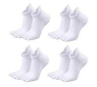 FUIPVGI 4 Pezzi Cotton Calzini Alla Caviglia, Calze con Dita, Calzini Sportive Uomo Donna, Calzini Corti Uomo, Traspirante Calzini Bianchi (FR/ES, Números, 37, 42, Regular, Regular, Blanco)