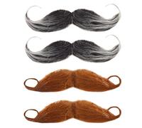 FUIPVGI 4 Piezas Barbas Falsas, Bigotes Falsos Autoadhesivos Rizado Disfraz Bigote, Disfraz Vello Facial Falso, Bigote Detective Anciano, para Disfraces de Halloween, Fiesta de Navidad (Marrón, Negro)