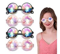FUIPVGI 4 Piezas Gafas de Difracción, Gafas de Fiesta Divertidas, Gafas de Difracción de Luz 3D para Raves, Gafas de Fiesta de Carnaval Festival de Música y Fiesta de Disfraces (Negro, Rosa)