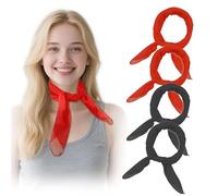 FUIPVGI 4 Piezas Hijab para Mujeres, Pañuelo Cuadrado para el Cuello, 65 x 65 cm Bufandas Cuadradas Lisas de Gasa para Mujer, Suaves y Ligeras Estilo Retro de los Años 50 (Rojo, Negro)