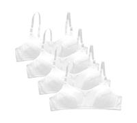 FUIPVGI 4 Piezas Sujetador Deportivo para Niña, Sujetadores con Correa para El Hombro Firmemente Acolchada Y Ajustable (FR/ES, Edad, 10 años, Regular, Blanco)