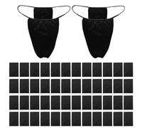 FUIPVGI 50 Piezas Bragas Desechables para Tanga, Tangas Desechables Tang No Tejidas, Braguitas de Bikini Tanga, para Bronceado en Aerosol y SPA Bragas Postparto, Bragas Desechables para SPA (Negro)