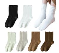 FUIPVGI 6 Pares Calcetines de Mujer Calcetines Deportivos, Calcetines Deporte de Algodón Transpirable, Color Sólido Calcetines (FR/ES, Letras, Talla única, Regular, Regular, Multicolor)